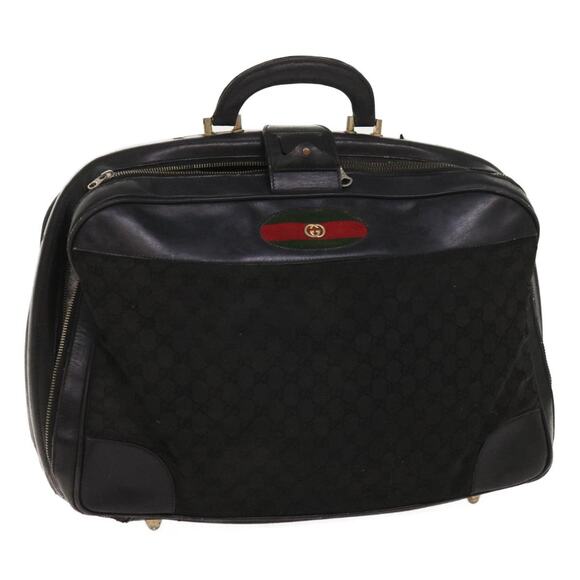 GUCCI GG Canvas Web Sherry Line Boston Bag Black Green Red - Picture 1 of 16
